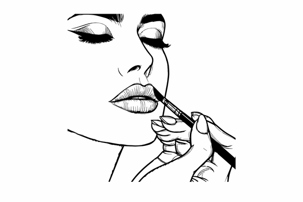 Frauensiluette, die sich schminkt